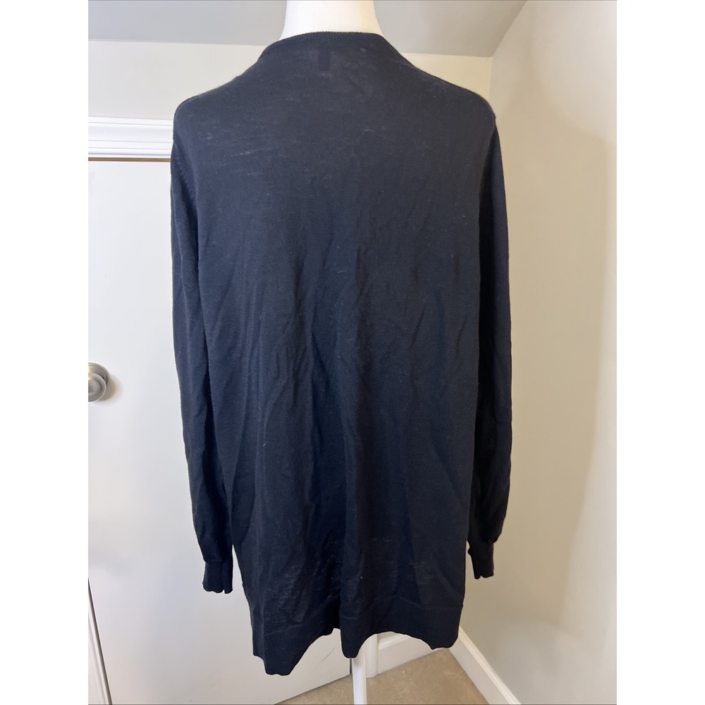 Eileen Fisher Black 100% Italian Wool Open Front Cardigan Sweater Large L - Picture 4 of 6